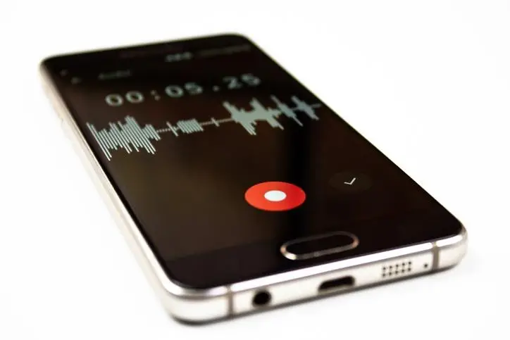 Gravador de voz em smartphone